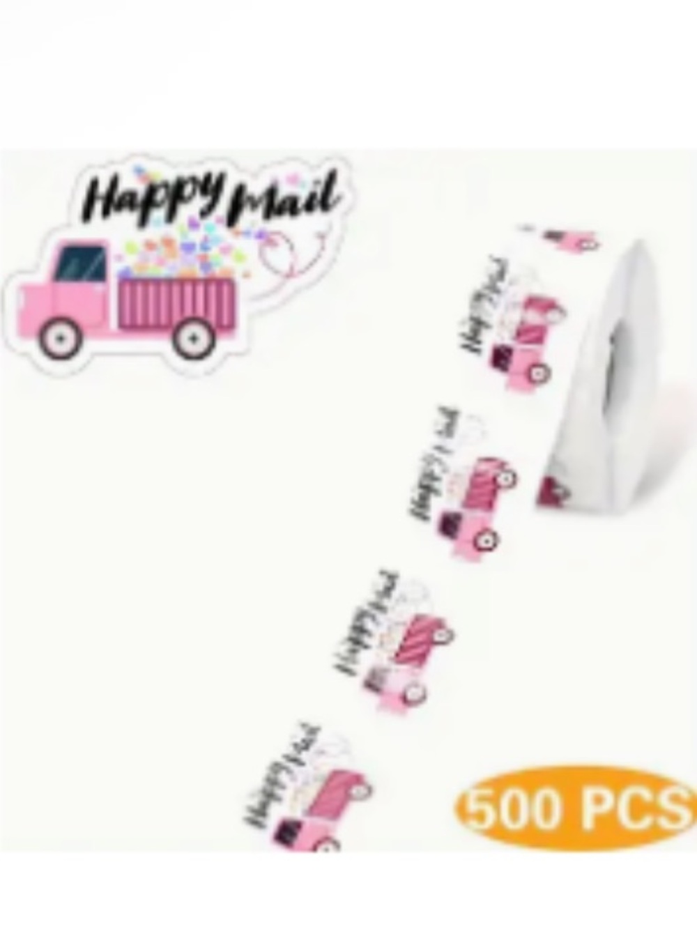 Happy Mail Pink Truck Decorative Stickers 500 count